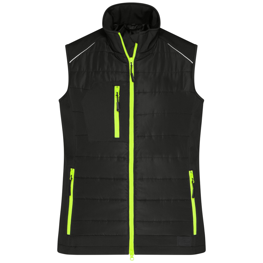 James & Nicholson Softshellweste Materialmix Damen JN1821 Gr. M black/neon-yellow