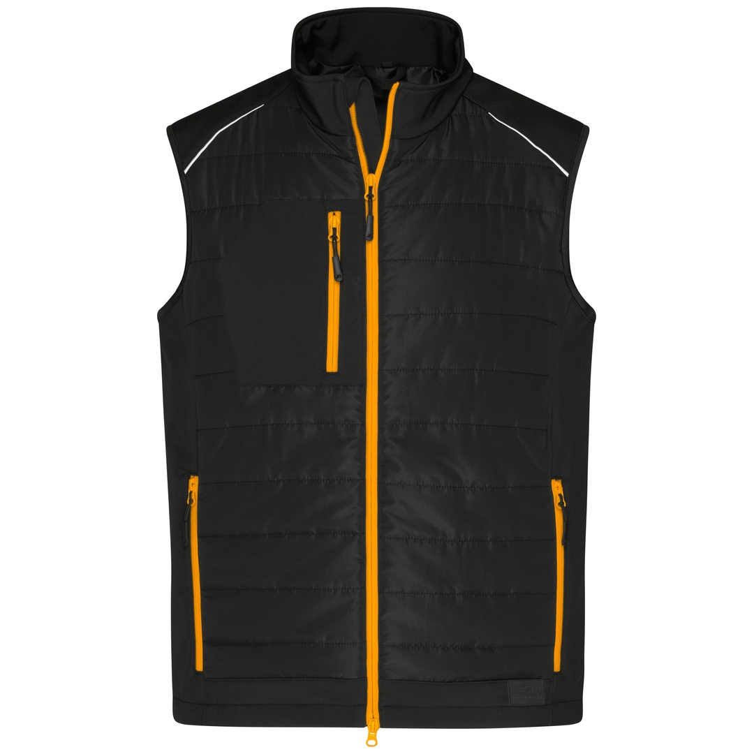 James & Nicholson Softshellweste Materialmix Herren JN1822 Gr. 5XL black/neon-orange