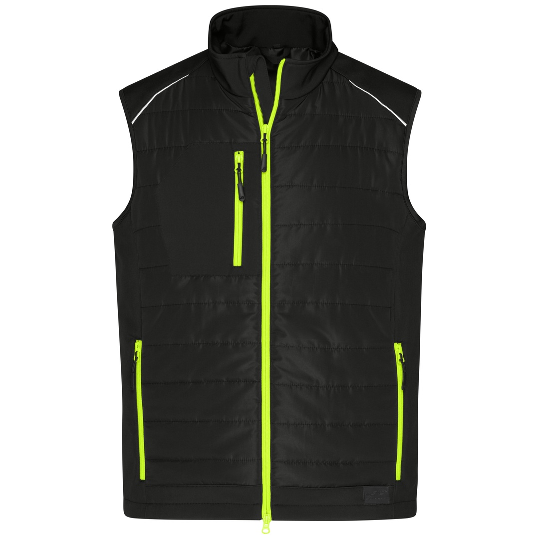James & Nicholson Softshellweste Materialmix Herren JN1822 Gr. S black/neon-yellow