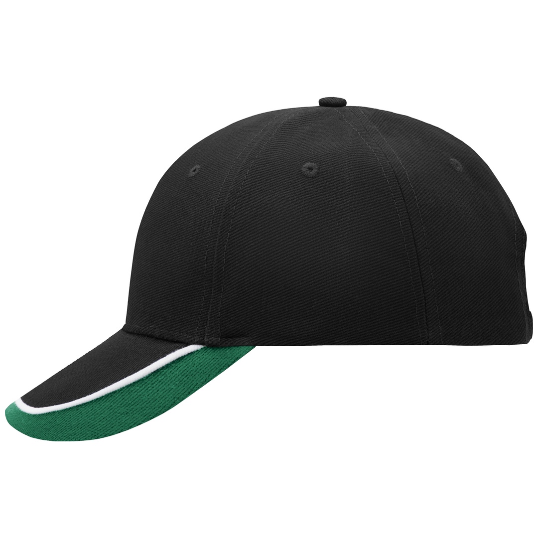 myrtle beach 6 Panel Kappe dreifarbig MB049 Einheitsgröße black/white/dark-green
