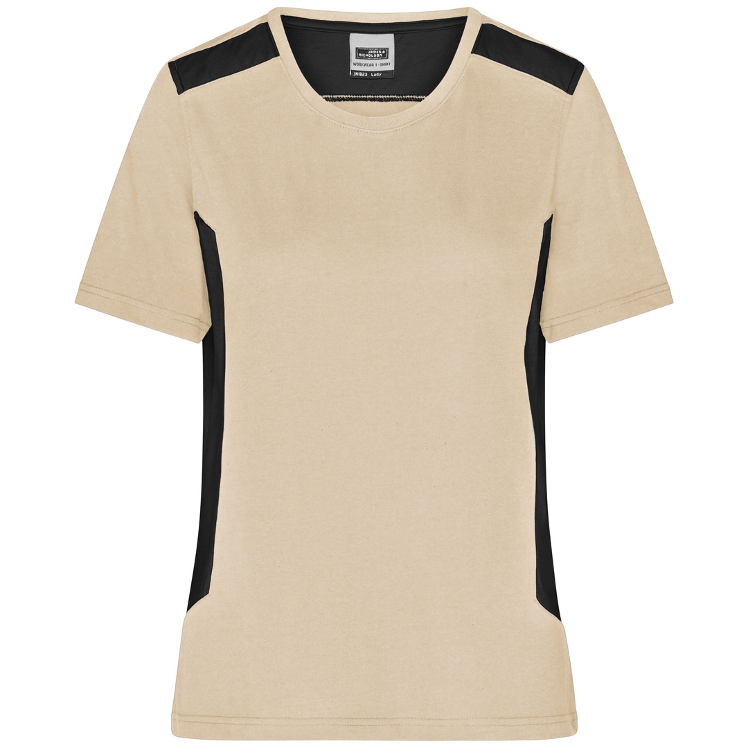 James & Nicholson Workwear T-Shirt Damen JN1823 Gr. 2XL stone/black