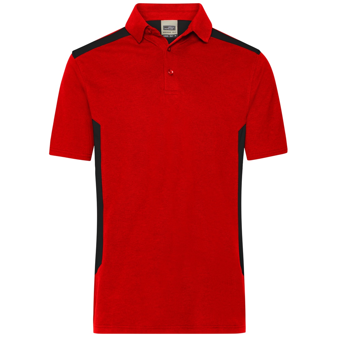 James & Nicholson Workwear Polo Herren JN1826 Gr. 3XL red/black