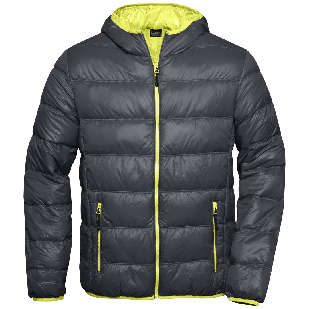 James & Nicholson Herren Daunenjacke JN1060 Gr. S carbon/acid-yellow