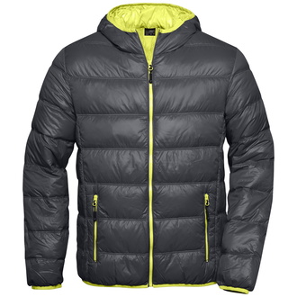 James & Nicholson Herren Daunenjacke JN1060 Gr. M carbon/acid-yellow