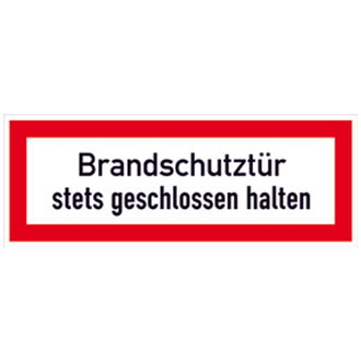 Brandschutzschild Folie B297xH105 mm, Brandschutztür stets geschlossen halten, langnachleuchtend