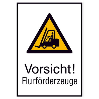 Warnschild Aluminium B520xH742 mm, Vorsicht Flurförderzeuge