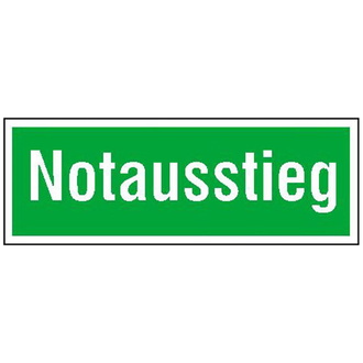 Fluchtwegschild Folie B300xH105 mm, Notausstieg langnachleuchtend