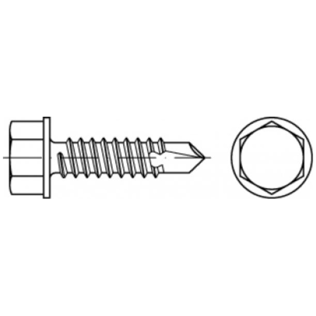 Reidl DIN 7504 Bohrschrauben - Blechgewinde 5,5 x 25, A2, Form K, Außensechskant