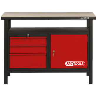 KS Tools Werkbank mit 3 Schubladen und 1 Tür, H840xB1200xT600 mm