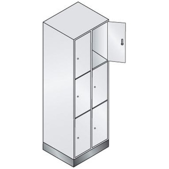 C+P Möbelsysteme Fächerschrank Classic B610xT500xH1800 mm RAL 7035/5012,2x3 Fächer mit 100 mm hohem Sockel