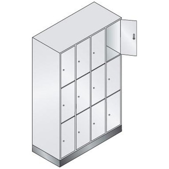 C+P Möbelsysteme Fächerschrank Classic B1190xT500xH1800 mm RAL 7035/5012,4x3 Fächer mit 100 mm hohem Sockel