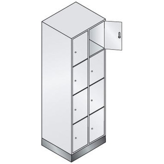 C+P Möbelsysteme Fächerschrank Classic B610xT500xH1800 mm RAL 7035/5012,2x4 Fächer mit 100 mm hohem Sockel