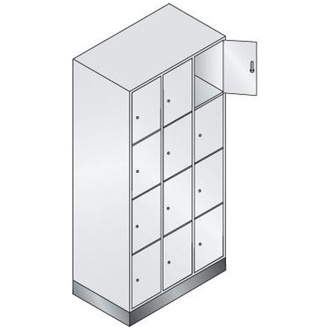 C+P Möbelsysteme Fächerschrank Classic B900xT500xH1800 mm RAL 7035/5012,1x4 Fächer mit 100 mm hohem Sockel