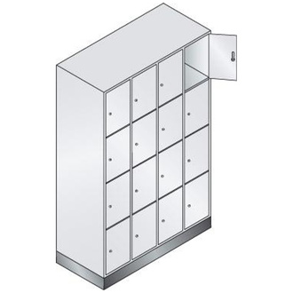 C+P Möbelsysteme Fächerschrank Classic B1190xT500xH1800 mm RAL 7035/5012,4x4 Fächer mit 100 mm hohem Sockel