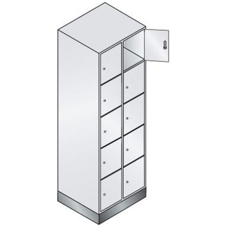 C+P Möbelsysteme Fächerschrank Classic B610xT500xH1800 mm RAL 7035/5012,2x5 Fächer mit 100 mm hohem Sockel