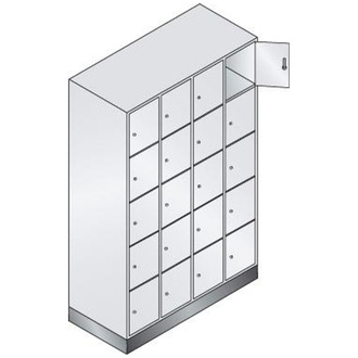 C+P Möbelsysteme Fächerschrank Classic B1190xT500xH1800 mm RAL 7035/5012,4x5 Fächer mit 100 mm hohem Sockel