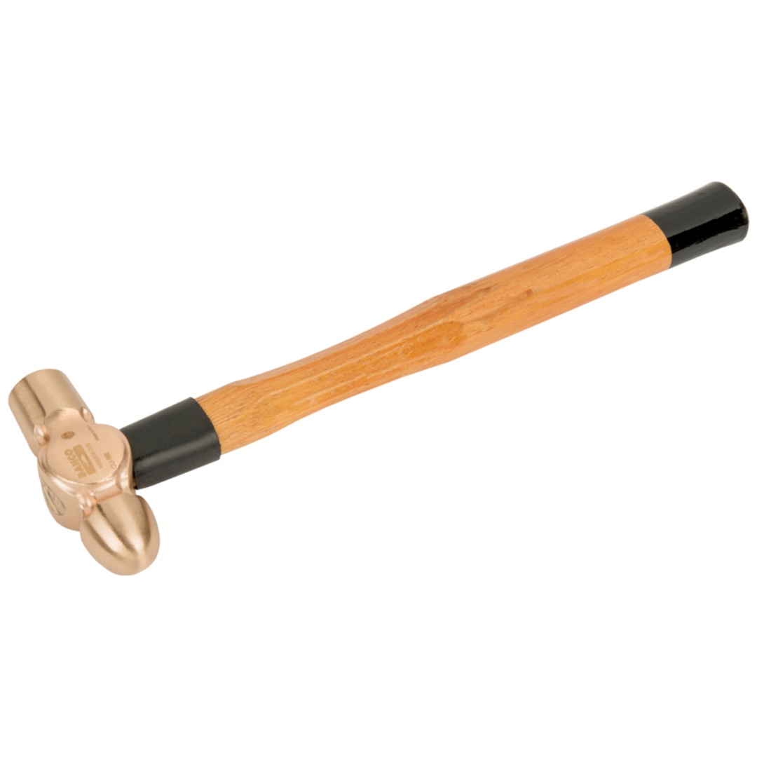 Bahco Schlosserhammer mit Kugelpinne, Kupferberyllium-Kopf und Holzgriff, funkenfrei, 910 g
