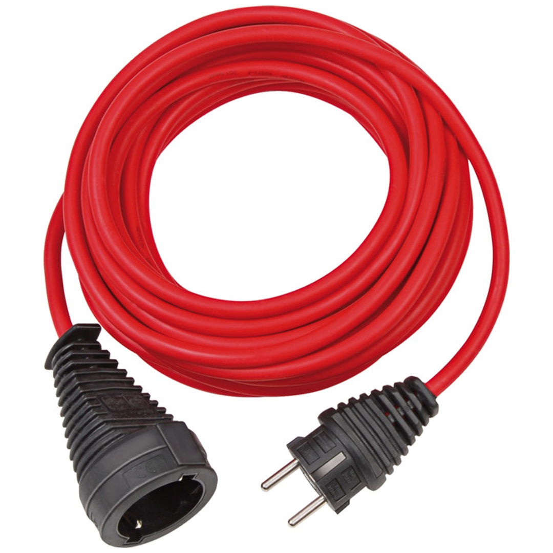 Brennenstuhl Qualitäts-Kunststoff-Verlängerungskabel mit Schutzkontakt-Stecker und -Kupplung (Verlängerungskabel für innen mit 10m Kabel) rot