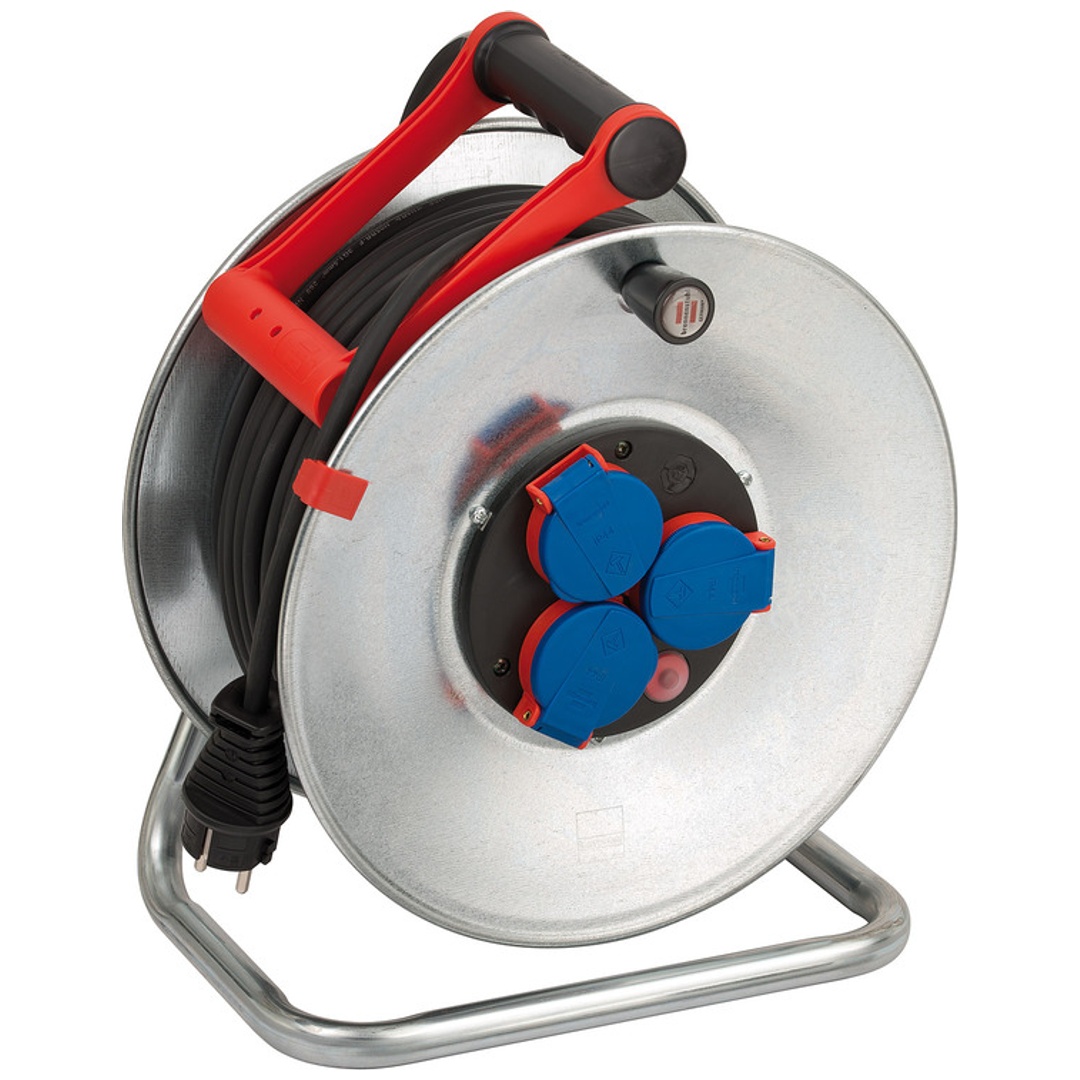 Brennenstuhl Garant S IP44 Kabeltrommel, 50m-Stahlblech (kurzfristiger Einsatz im Außenbereich, Made in Germany) silber 107130