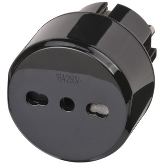 Brennenstuhl Reisestecker / Reiseadapter (Reise-Steckdosenadapter für: Euro Steckdose und Italien Stecker) schwarz