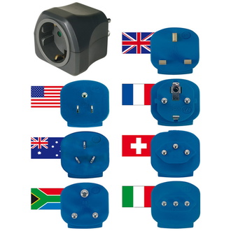 Brennenstuhl Reisestecker-Set / Reiseadapter-Set, Reise- Steckdosenadapter mit verschiedenen Aufsätzen für mehr als 150 Länder, 7 x Steckereinsätze, s