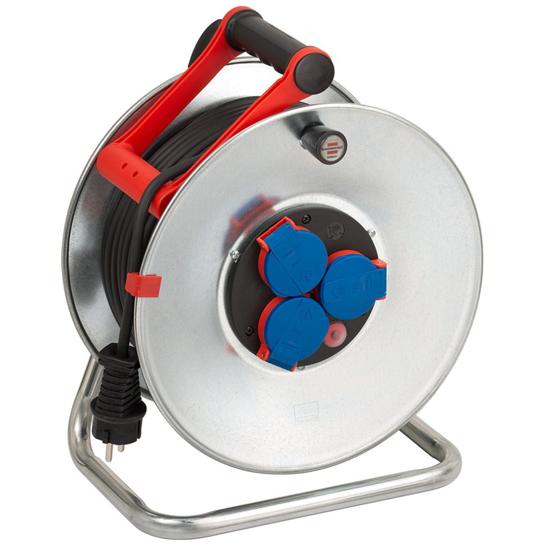 Brennenstuhl Garant S IP44 Kabeltrommel (50m Kabel in schwarz, Stahlblech, kurzfristiger Einsatz im Außenbereich, Made in Germany) p942590