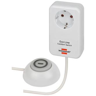 Brennenstuhl Eco Line Comfort Switch Adapter EL CSA 1 (Steckdose mit beleuchtetem Hand-/Fußschalter, mit Kinderschutz, 1,5m Kabel)