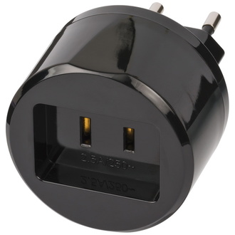 Brennenstuhl Reisestecker / Reiseadapter, Reise-Steckdosenadapter für: Euro Stecker, schwarz