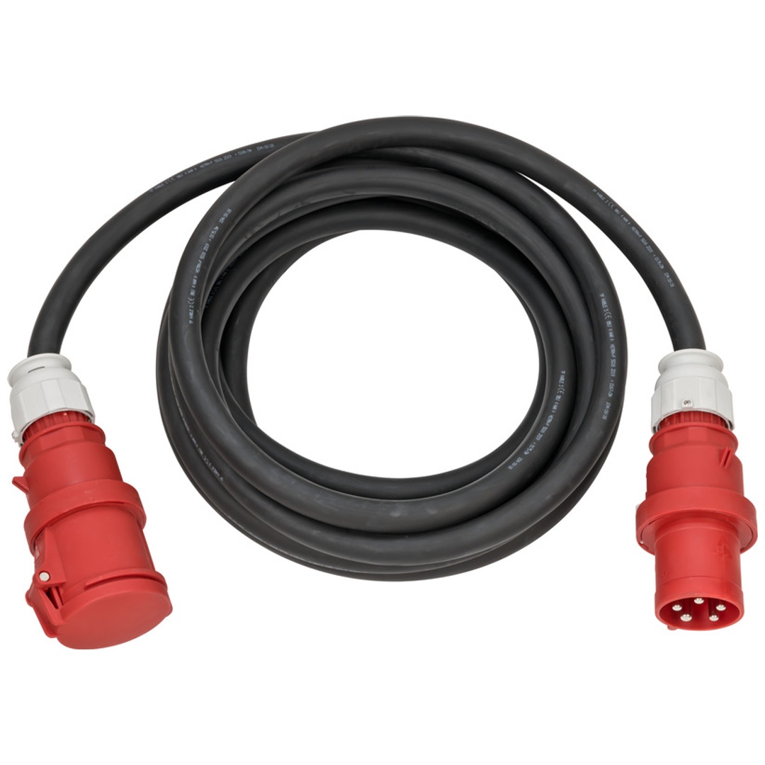Brennenstuhl CEE Verlängerungskabel IP44, 20m Kabel, H07RN-F 5G16,0, 400V/63A 5-polig mit CEE Stecker und Kupplung, schwarz