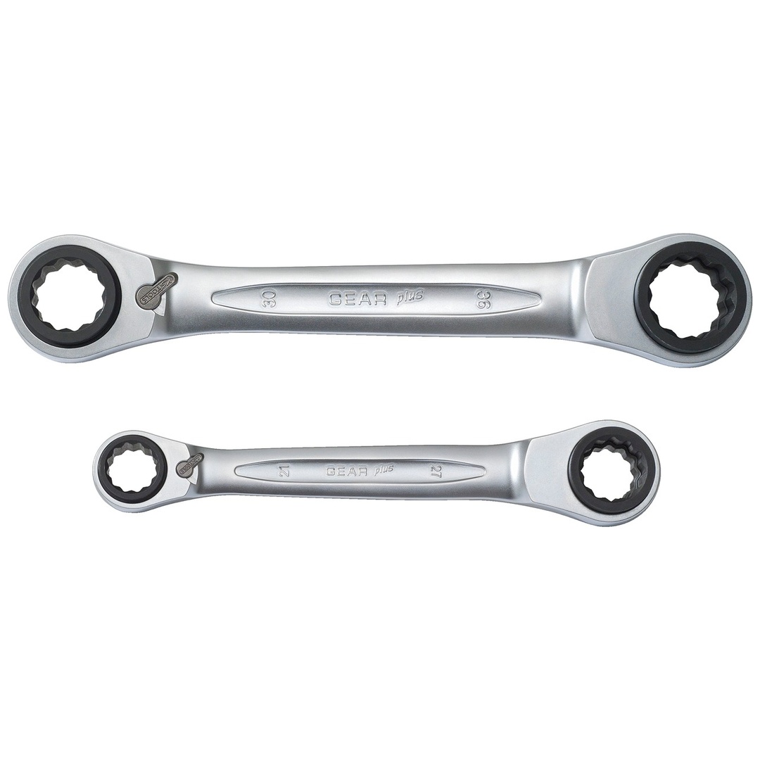 KS Tools 4 in 1 GEARplus umschaltbar Doppel-Ratschenringschlüssel-Satz, 2-tlg. 21-34 mm