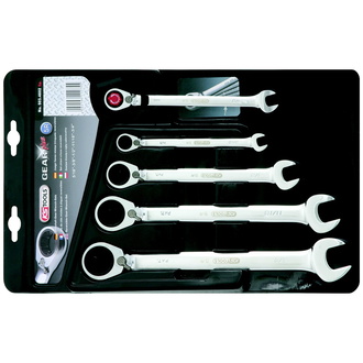 KS Tools GEARplus Ratschenringmaulschlüssel-Satz, umschaltbar, 5-tlg. 5/16"-3/4"