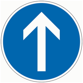 Verkehrszeichen 209-30 Vorgeschr. Fahrtrichtung geradeaus, Ø 600 mm, Alu 2 mm, RA2