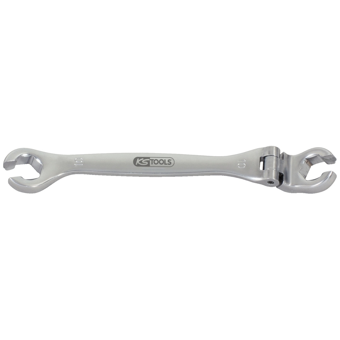 KS Tools CHROMEplus Offener Doppel-Ringschlüssel mit Gelenk, 10 mm