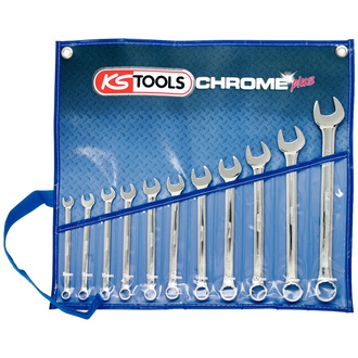 KS Tools CHROMEplus Ringmaulschlüssel-Satz, abgewinkelt, 11-tlg.