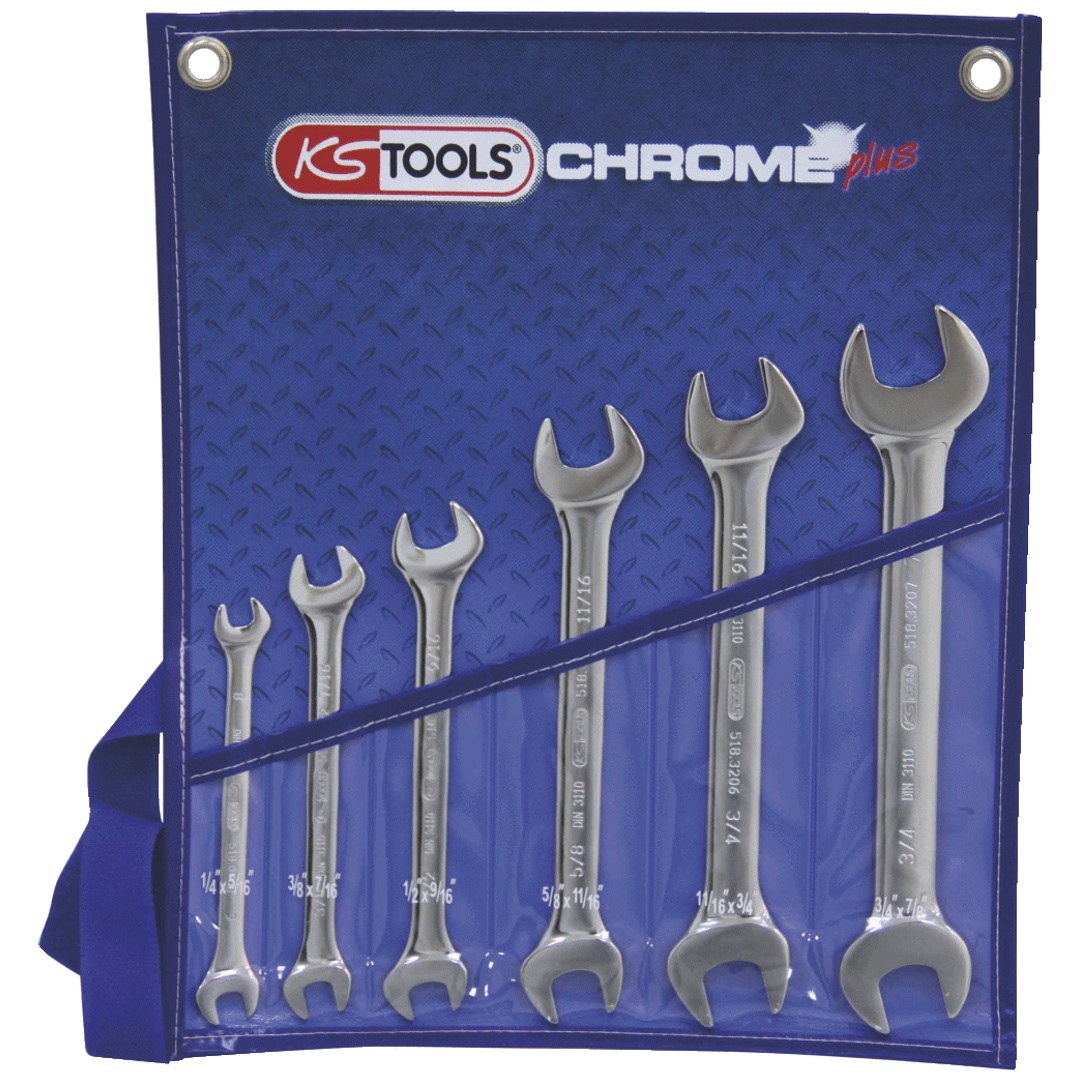 KS Tools CHROMEplus Doppel-Maulschlüssel-Satz, 6-tlg